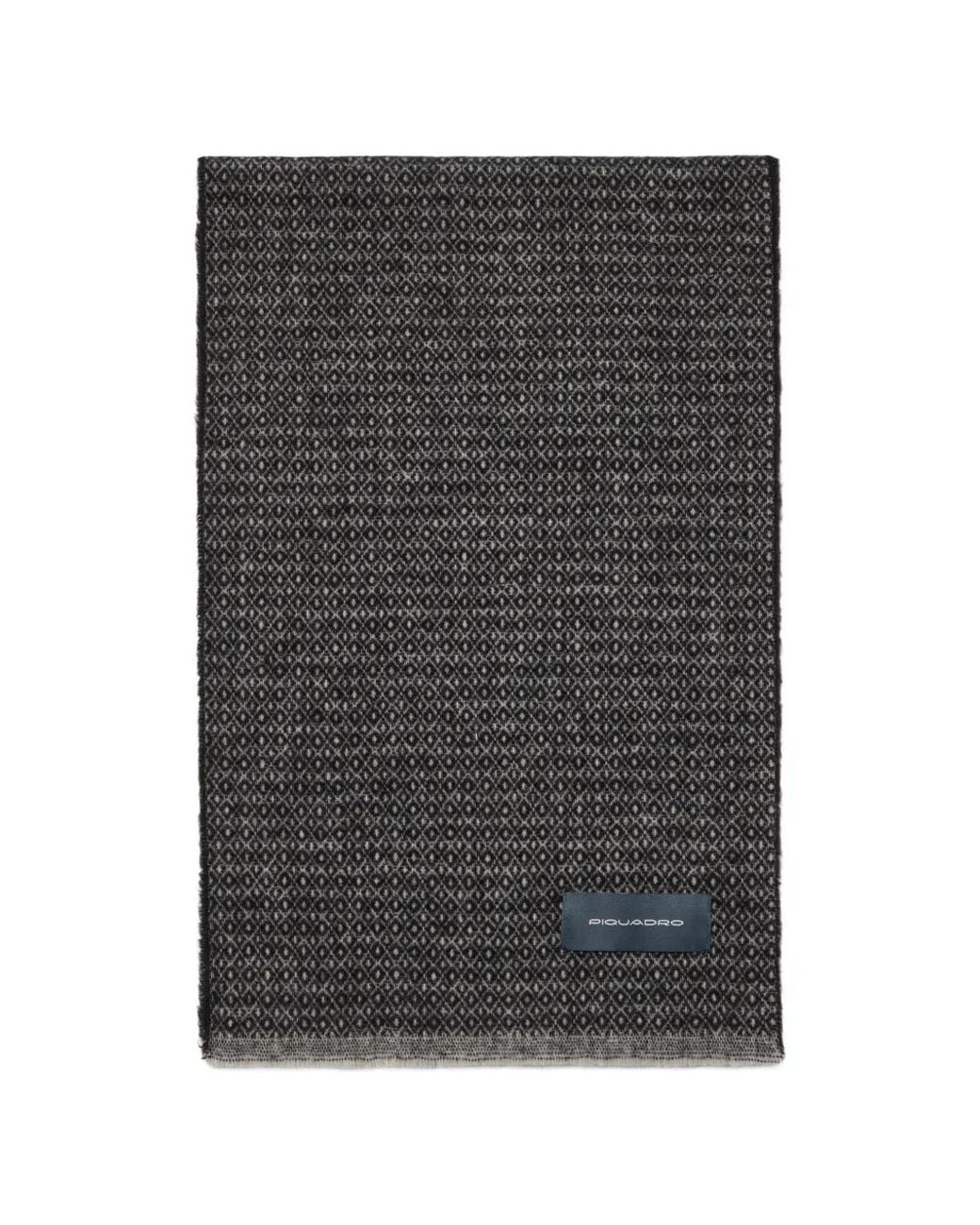 Piquadro Black Diamond-Pattern Frayed Scarf for men
