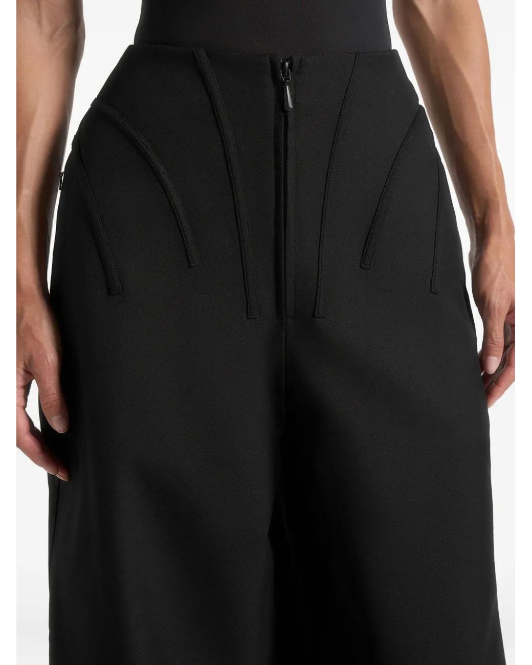 Manière De Voir Black Rena High Waisted Corset Sculptural Trousers