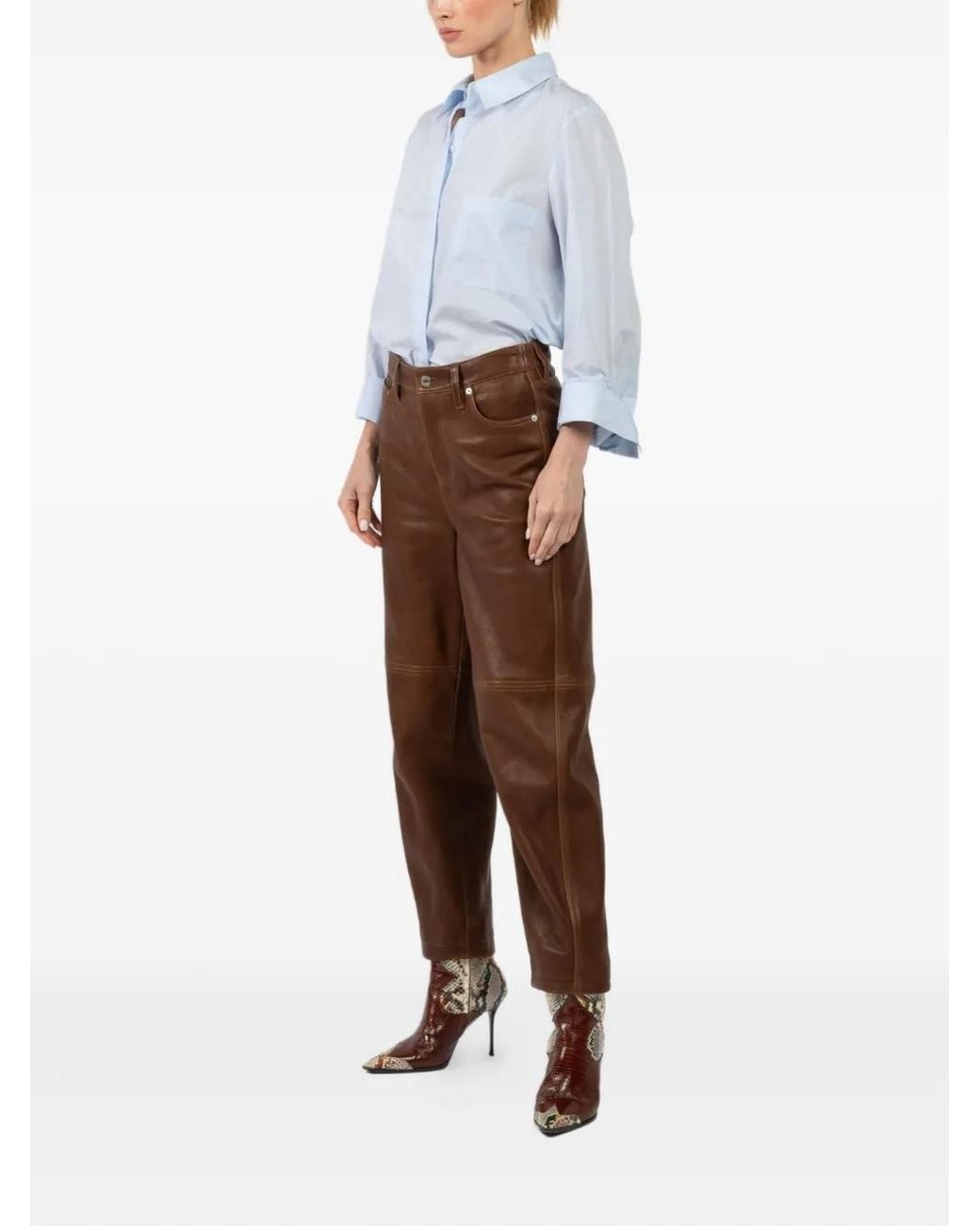 Jonathan Simkhai Brown Waldon Leather Panel Trousers