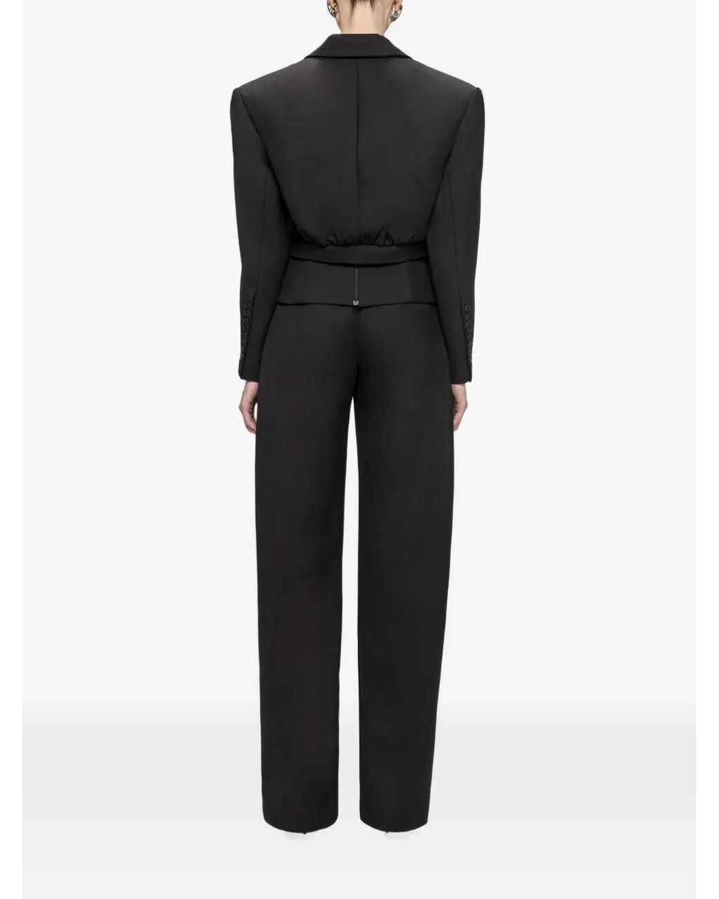 Nissa Black Cropped Gathered Blazer