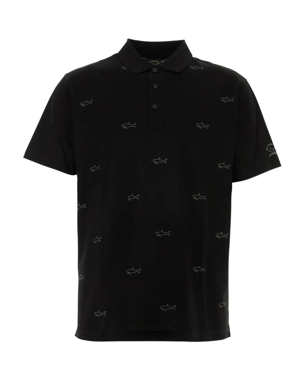 Paul & Shark Black Shark-Print Polo Shirt for men