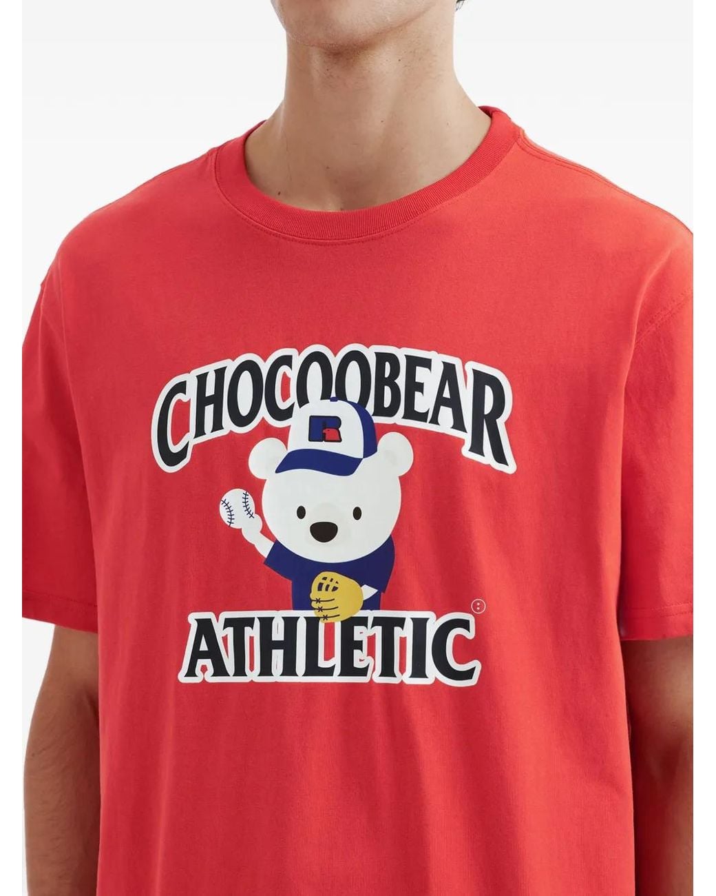 Chocoolate Red Bear-Print T-Shirt for men