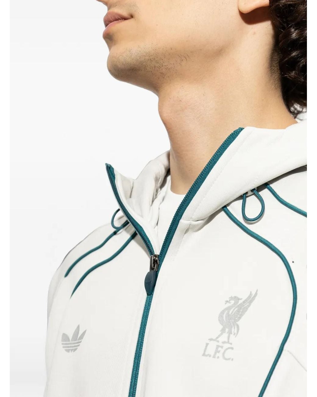 Adidas White X Liverpool Fc Spacer Hoodie Teamgeist 26 À Fermeture Zippée for men