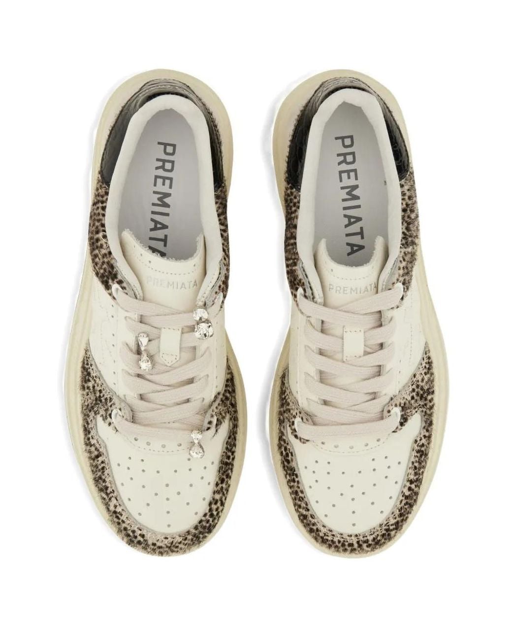 Premiata White Verzierte Quinnd 7655 Sneakers Mit Animal-Print