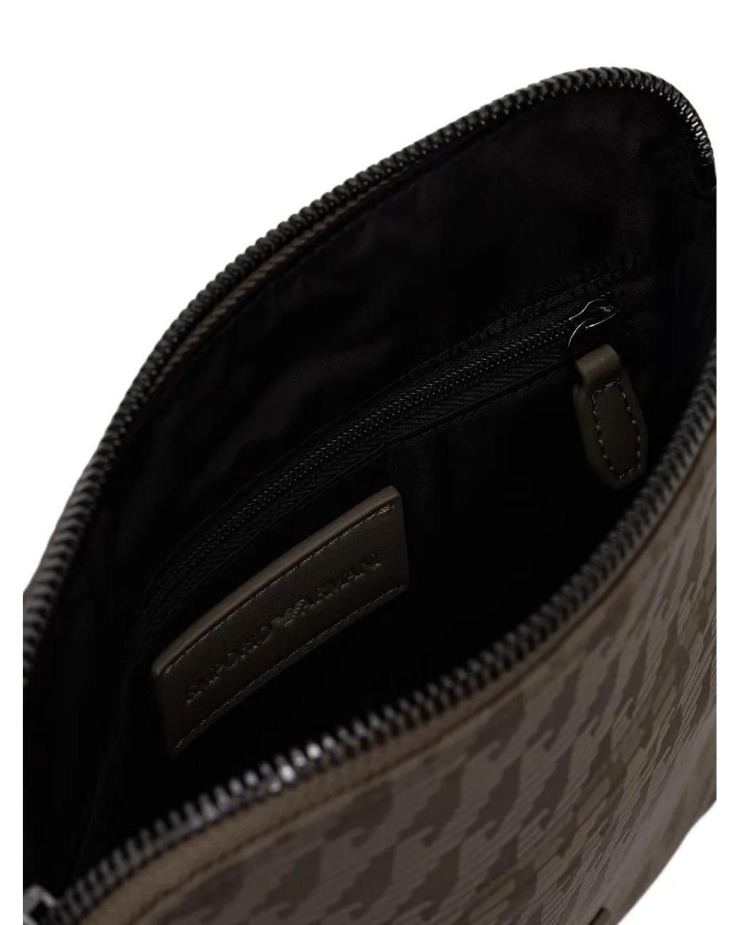 Emporio Armani Brown Logo-Monogram Messenger Bag for men