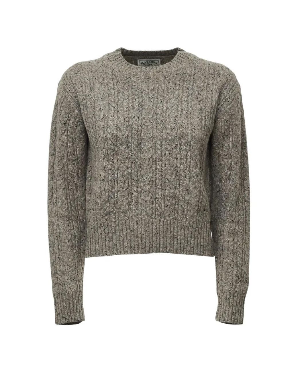 Mc2 Saint Barth Gray Greige Lalia Donegal Wool Blend Crewneck Knit Sweater