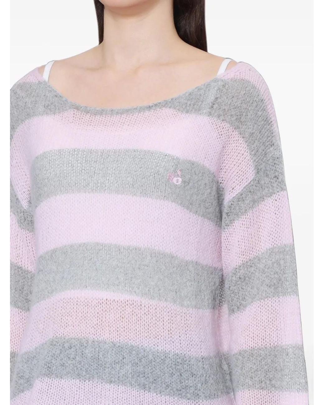 AAPE BY A BATHING AP White Striped Scoop-Neck Sweater