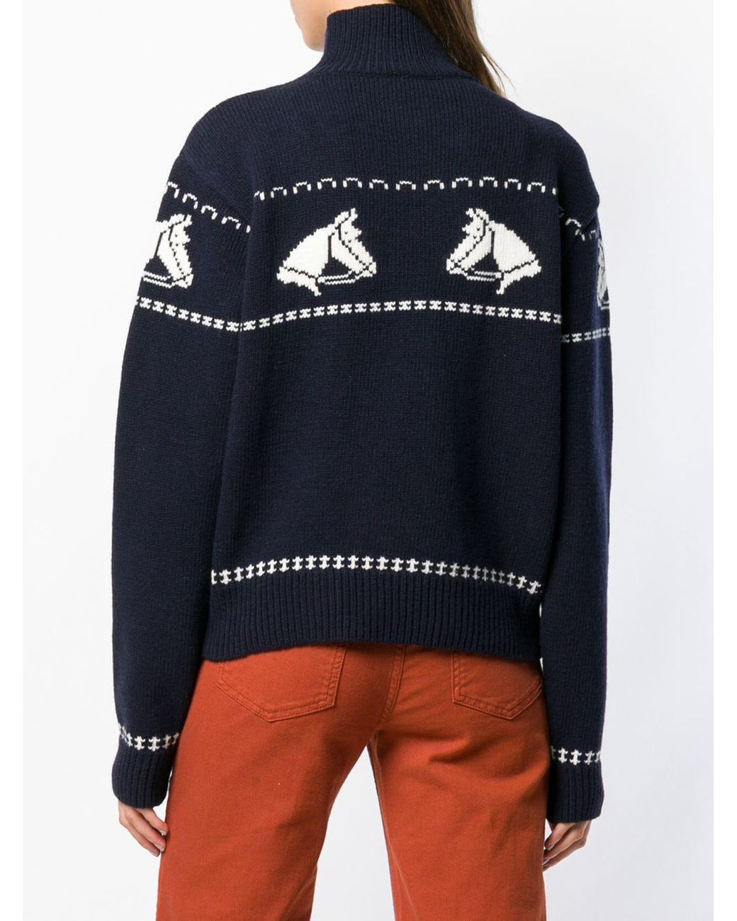 ALEXACHUNG Horse Knit Sweater in Blue | Lyst