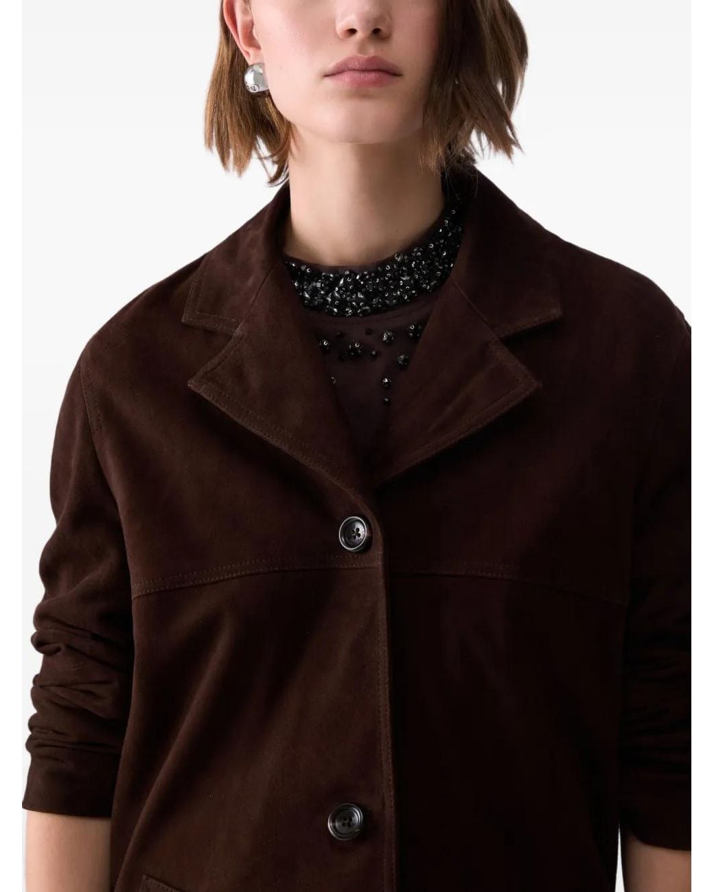 Liu Jo Brown Long Suede Jacket