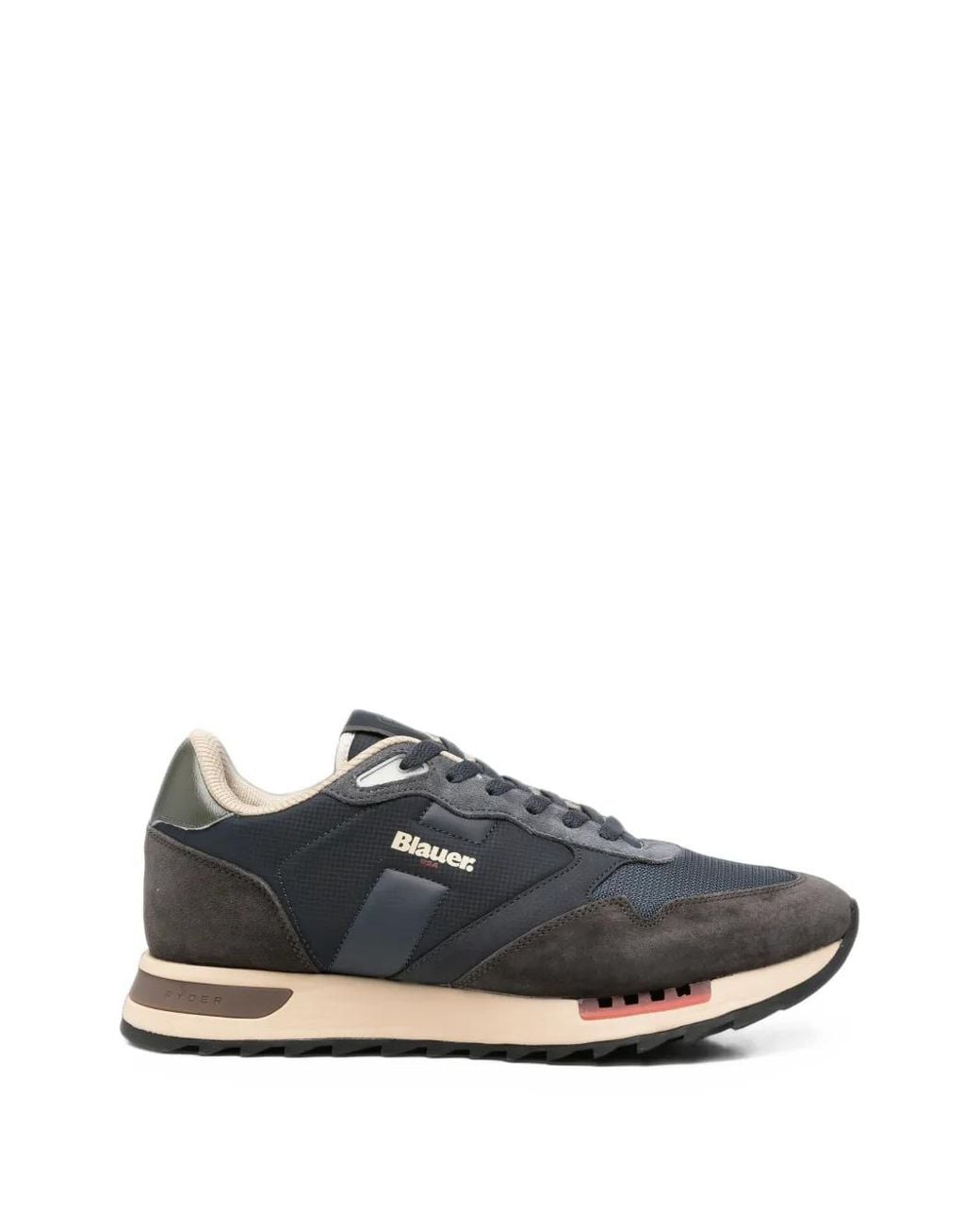 Blauer White Ryder Panelled Leather Sneakers for men