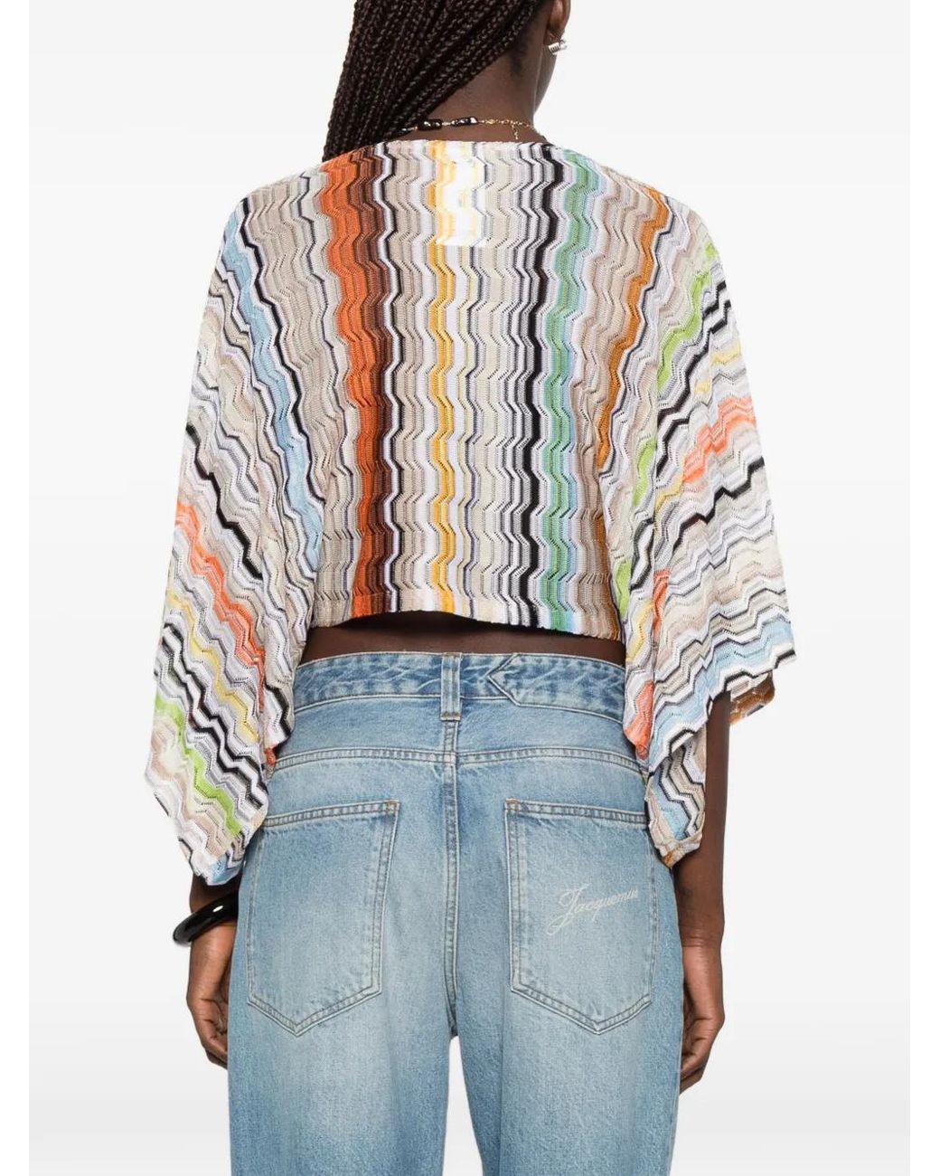 Missoni White Chevron-Knit Long-Sleeve Top