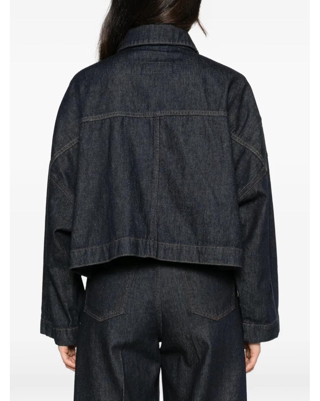 Drykorn Black Floral-Appliqué Cropped Denim Jacket