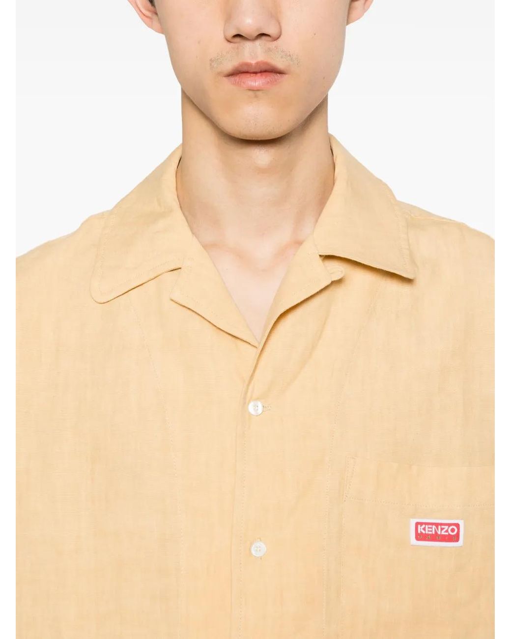 Camicia Oversize Con Placca Logo di KENZO in Natural da Uomo