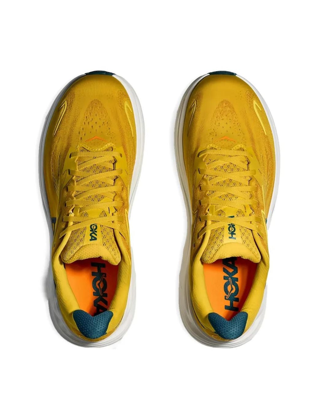 Hoka One One Yellow Clifton 10 Logo-Print Lace-Up Sneakers for men