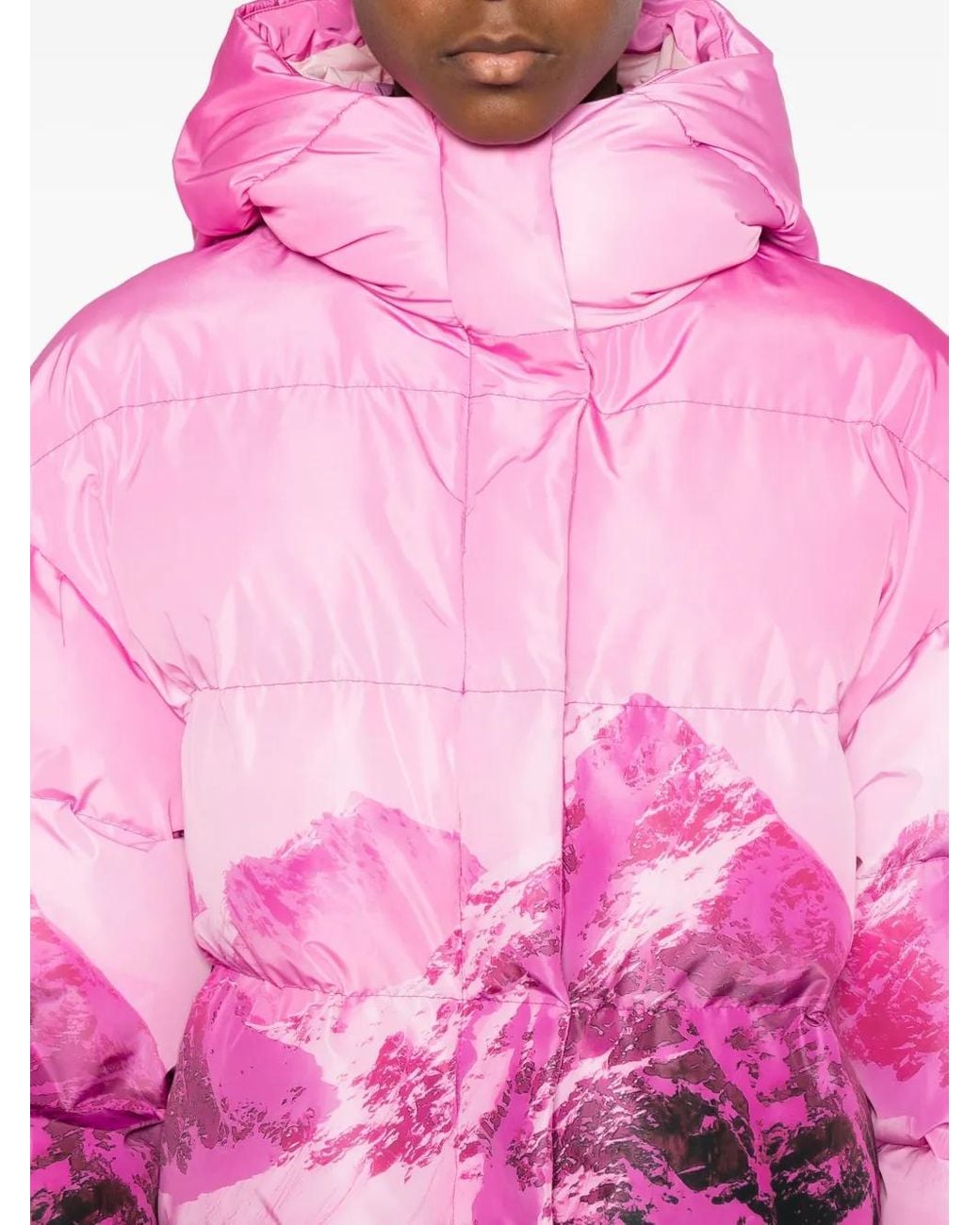 Patrizia Pepe Pink Mountain Print Puffer Jacket