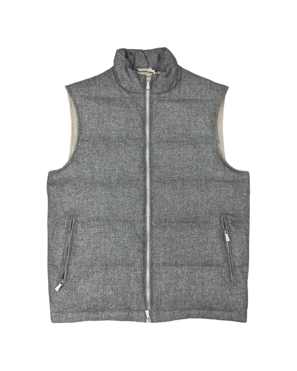 Eleventy Gray Quilted Wool Vest for men