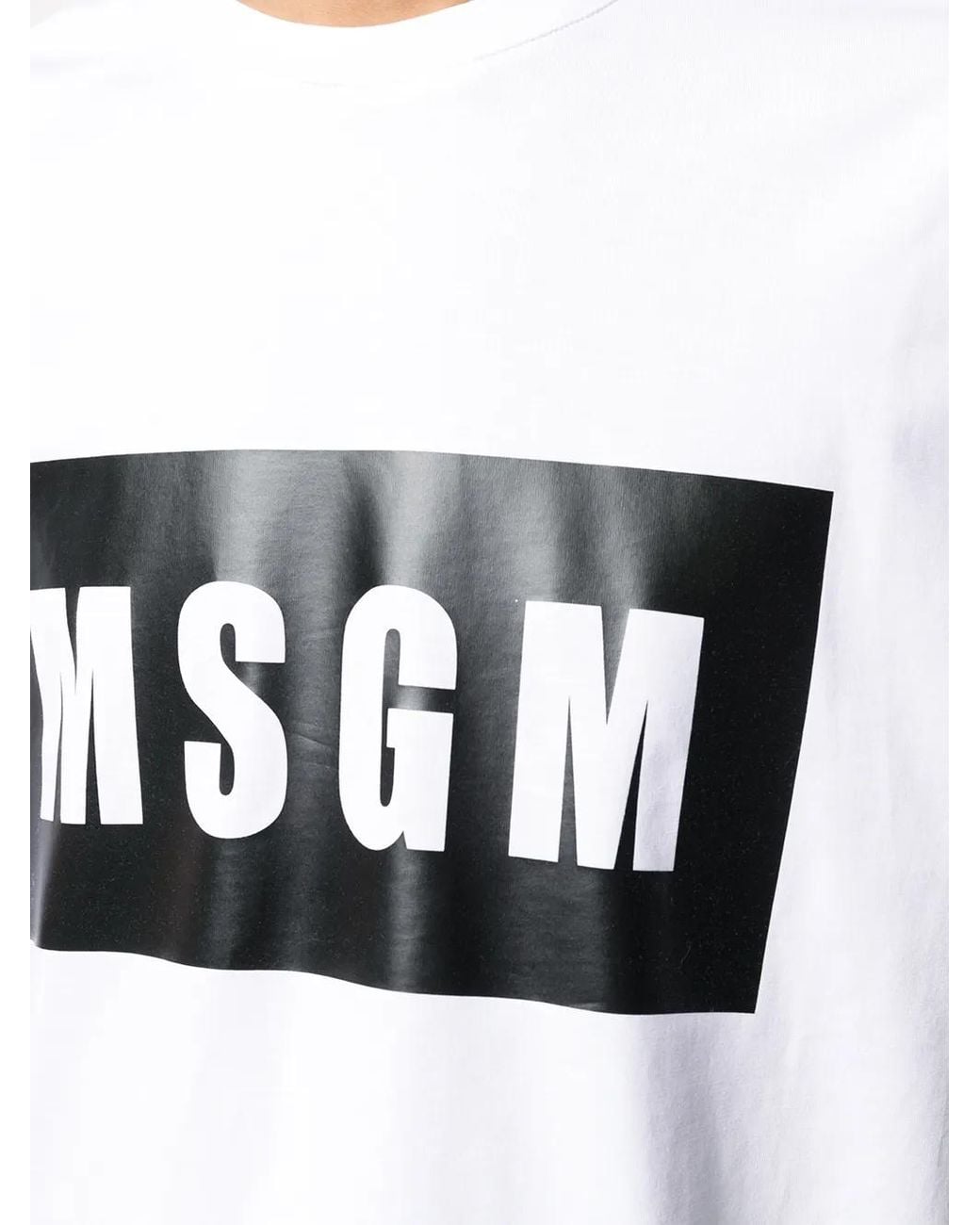 MSGM White Logo Print Cotton T-shirt for men