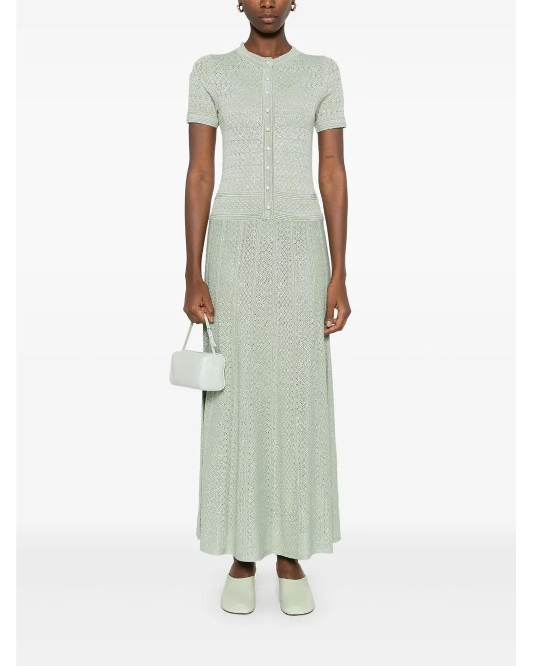 Sandro Open-Knit Maxi Dress in Green | Lyst Sandro Open-Knit Maxi Dress in Green | Lyst