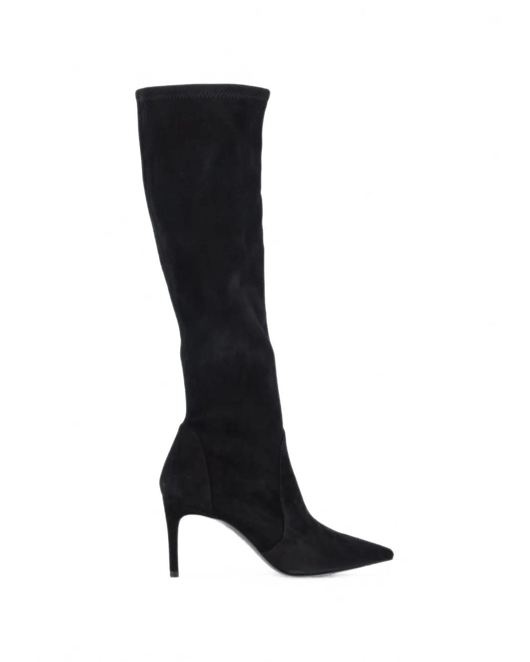 Stuart Weitzman Black Power 75 Pointed-Toe Suede Boots