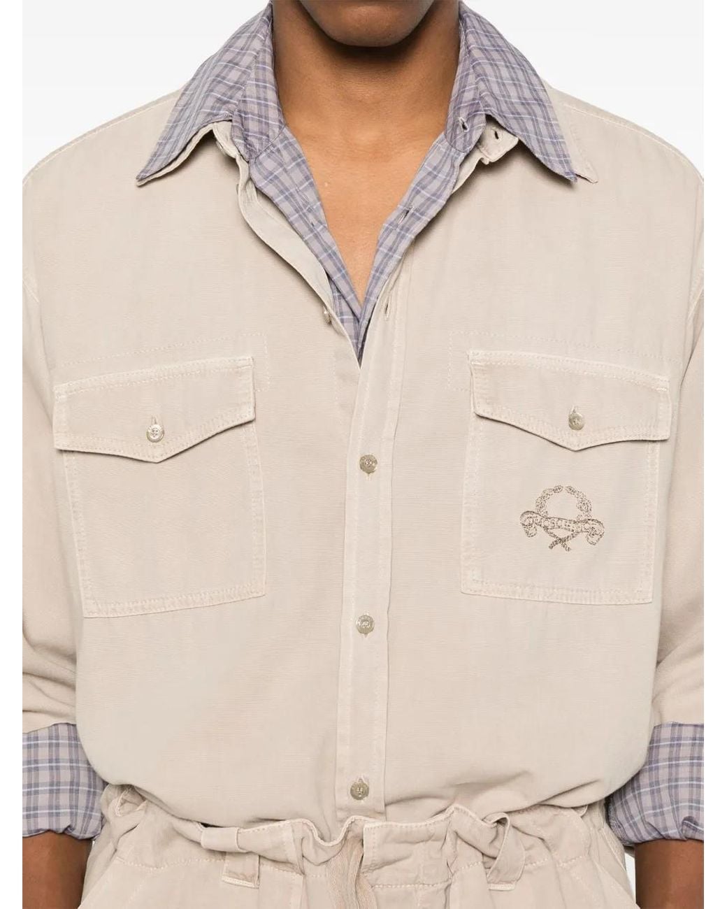 Moschino Natural Tailored Shirt With Structured Collar And Buttoned Cuffs for men