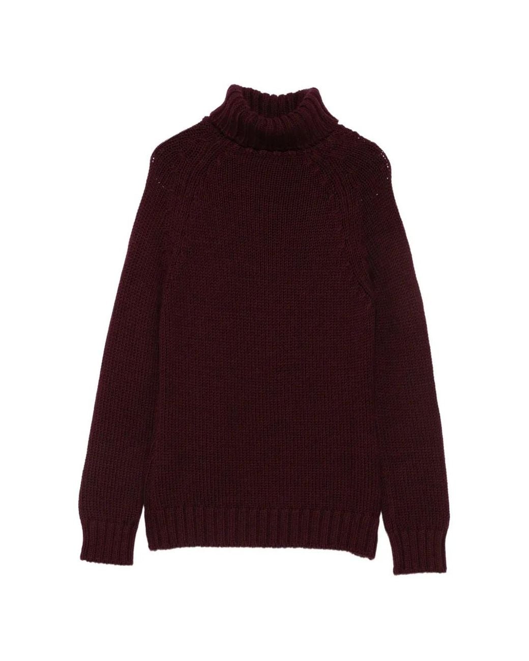 Base London Red Ribbed Roll-Neck Sweater