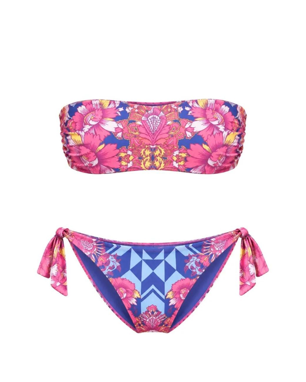 Custoline Pink Floral-Print Geometric-Pattern Bikini