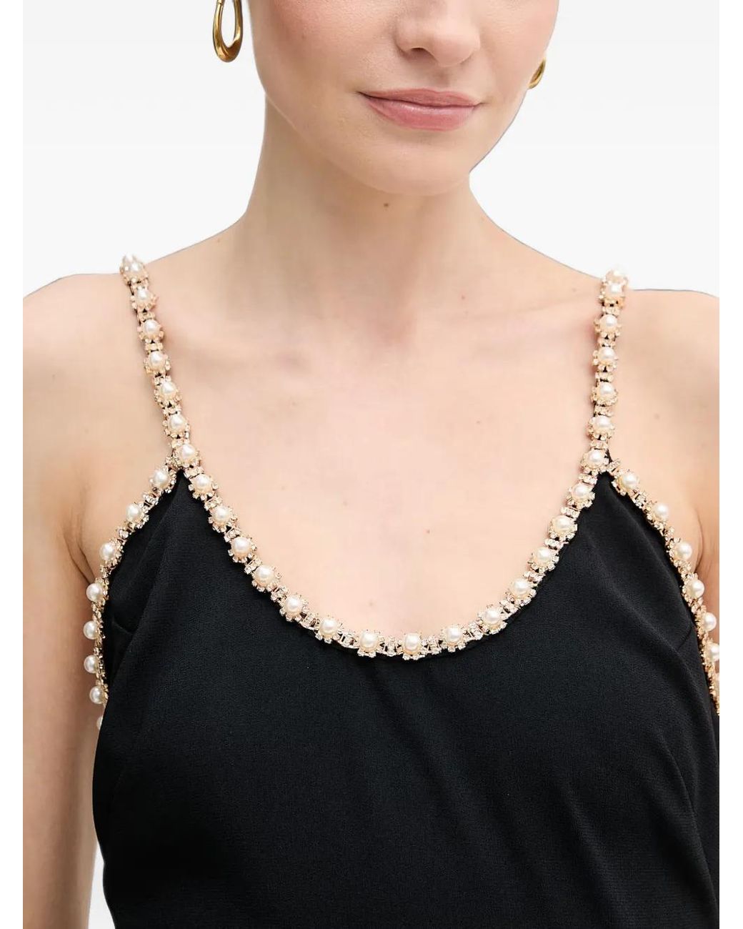 Silvian Heach Black Strap-Embellished Maxi Dress
