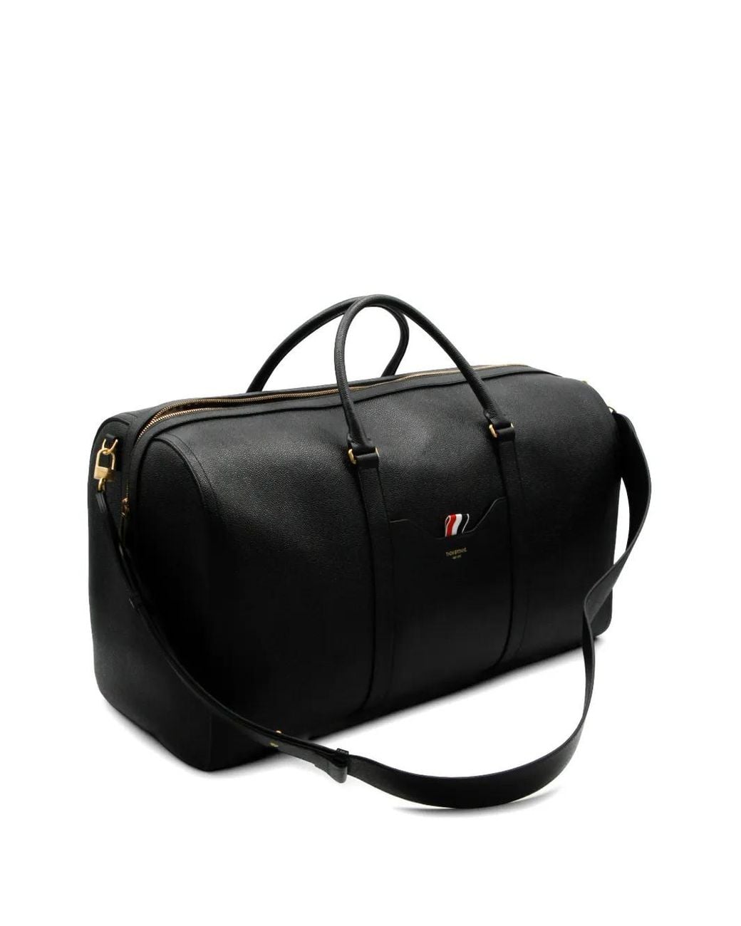 Thom Browne Black Pebbled Leather Luggage Bag for men