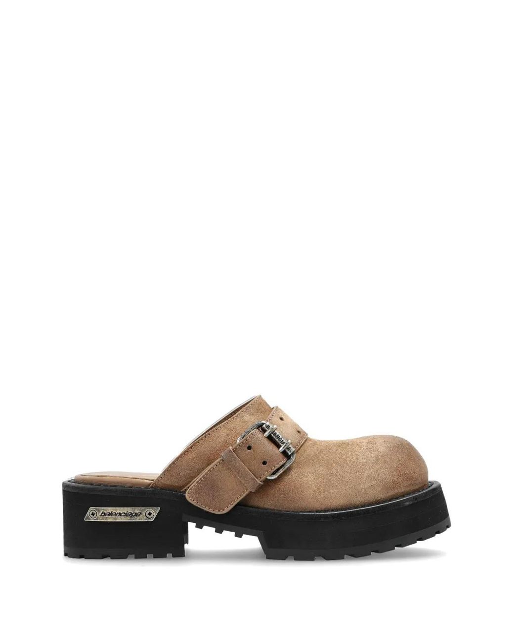 Balenciaga Brown Buckle-Fastening Leather Mules