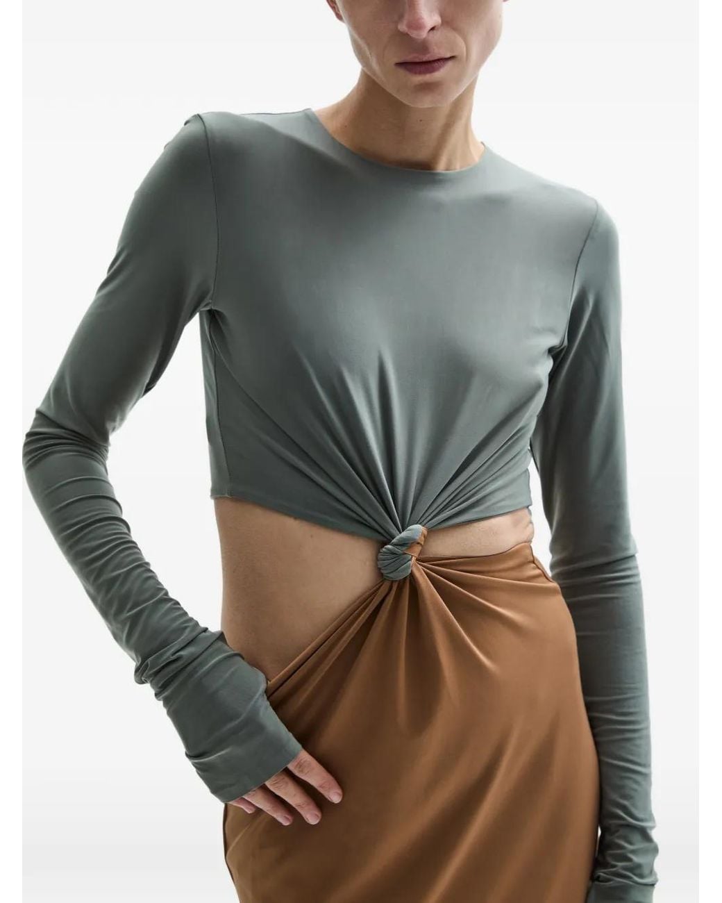 Atu Body Couture Brown Split Ring-Knot Detail Dress