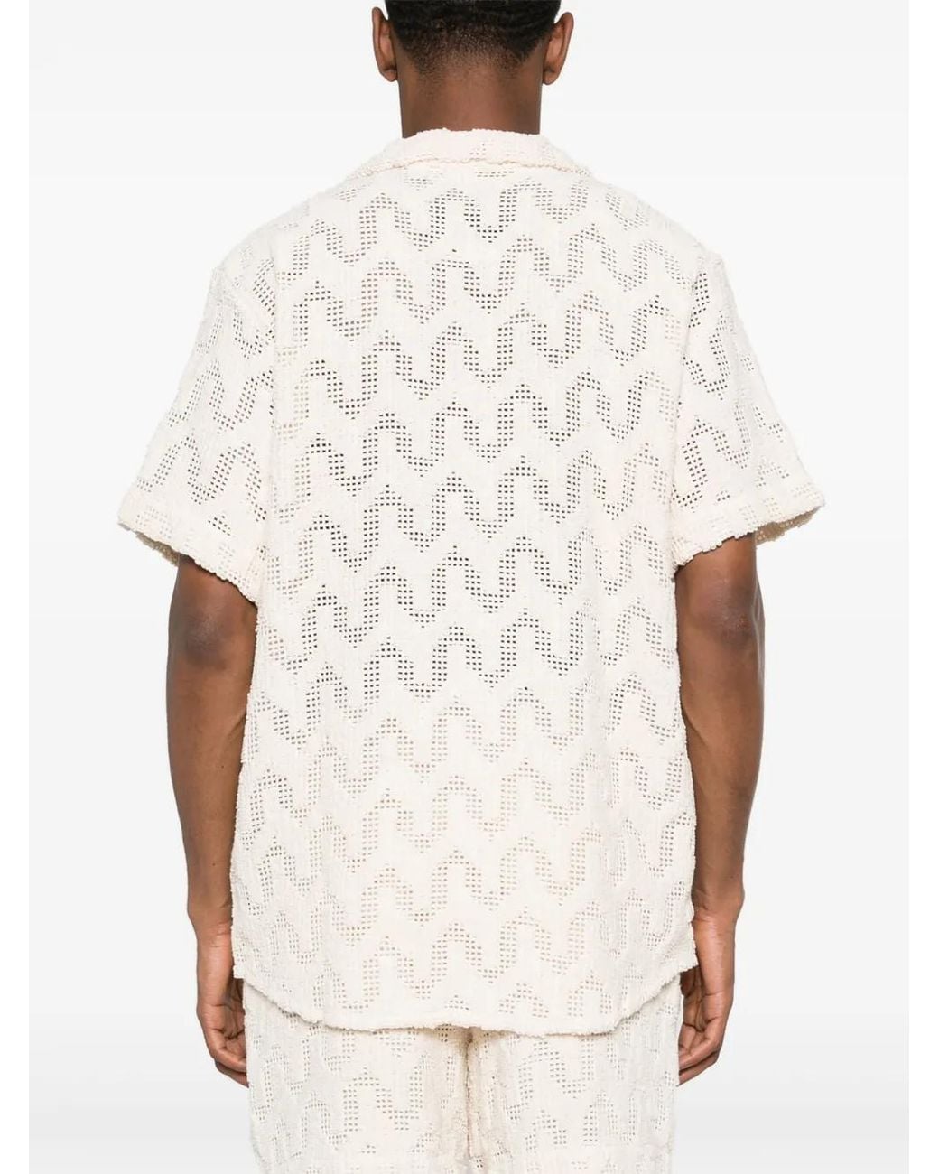 Oas White Atlas Cuba Crochet Shirt for men