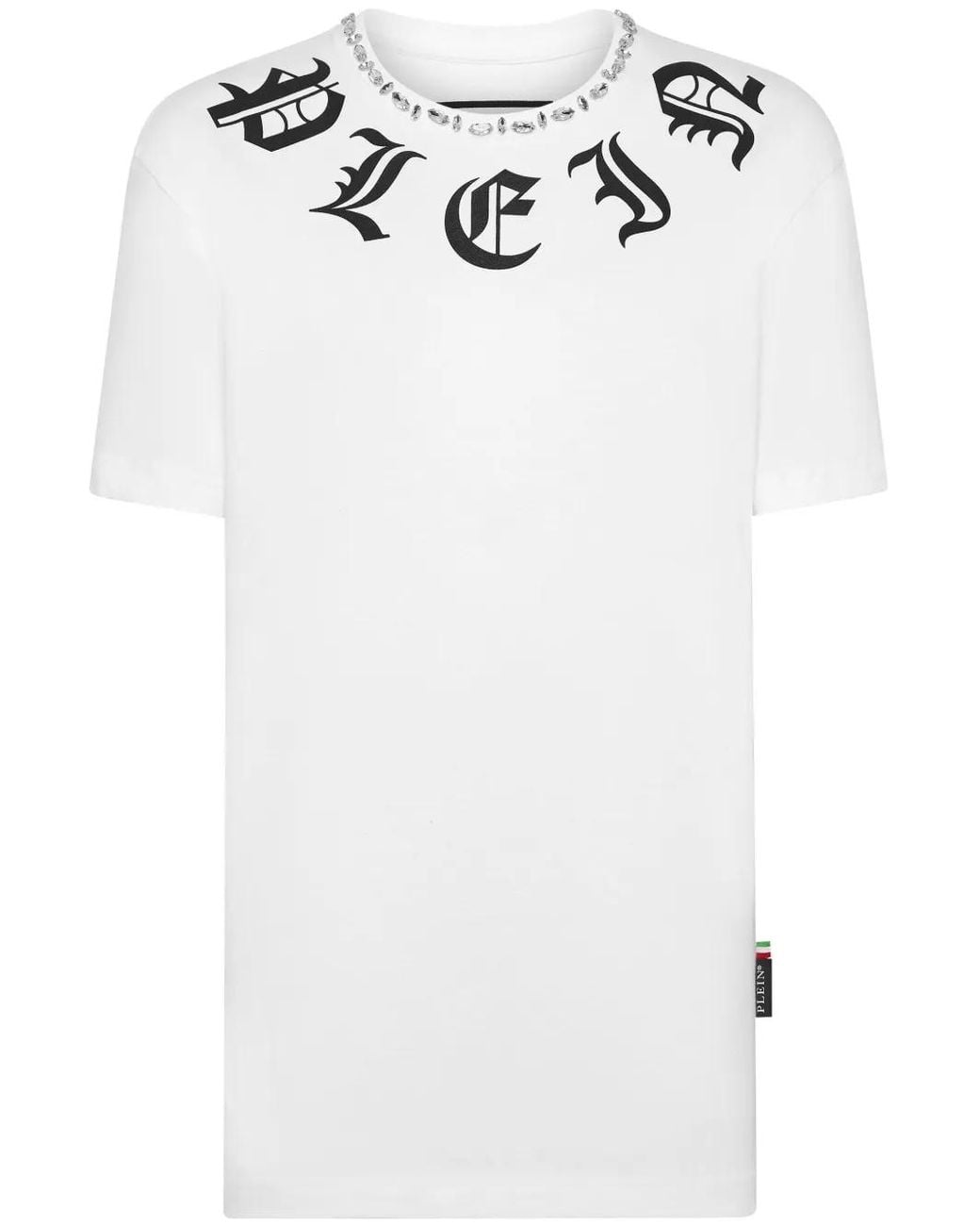 Philipp Plein White Gothic Plein Cotton T-Shirt