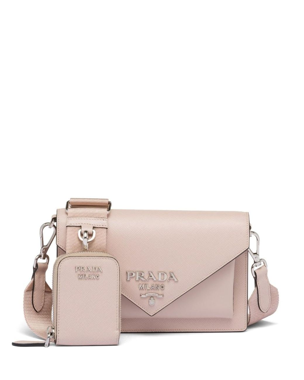 Prada Logo-plaque Mini Shoulder Bag in Pink | Lyst