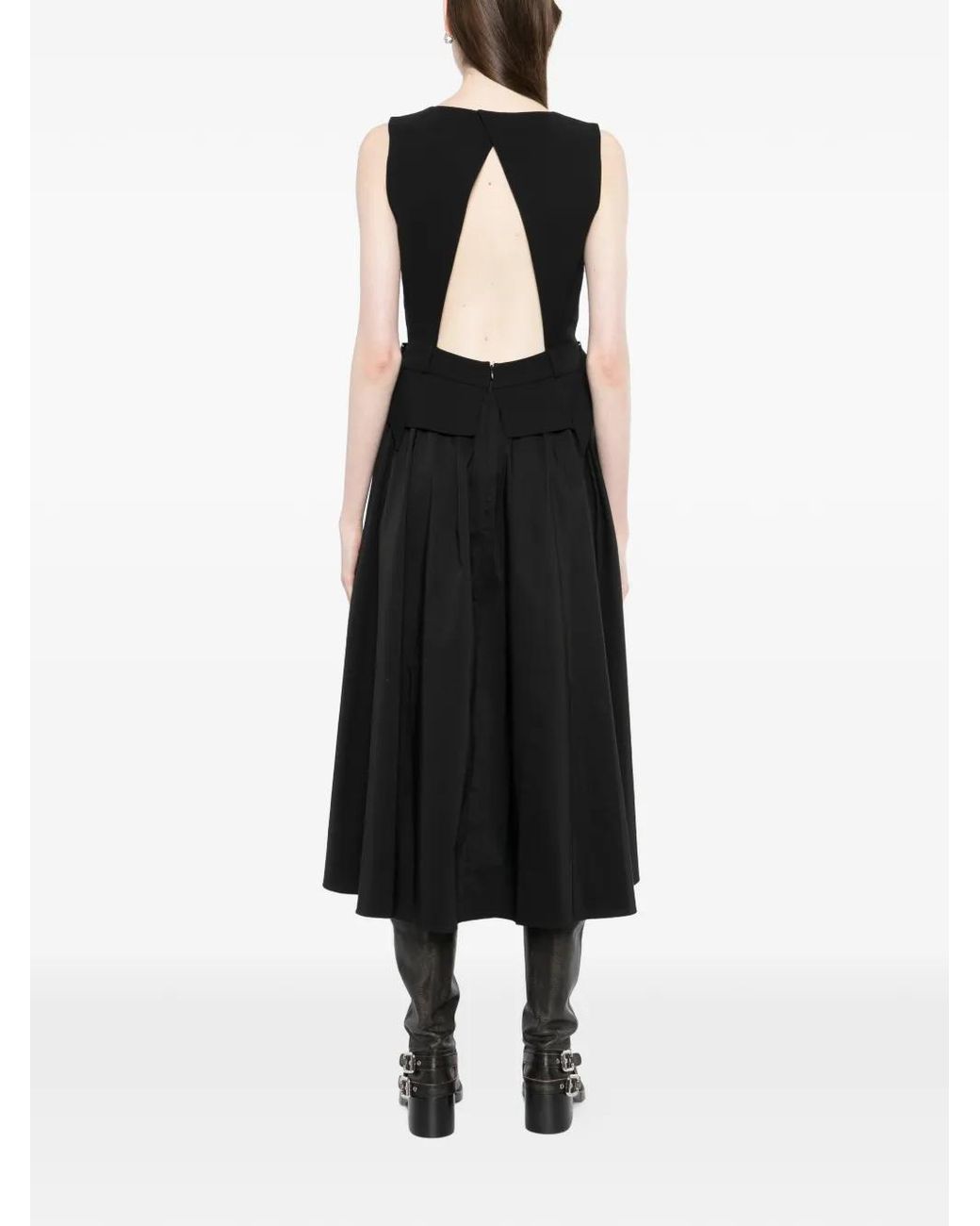 Vestido Midi Con Detalle De Cinturón Karl Lagerfeld de color Black