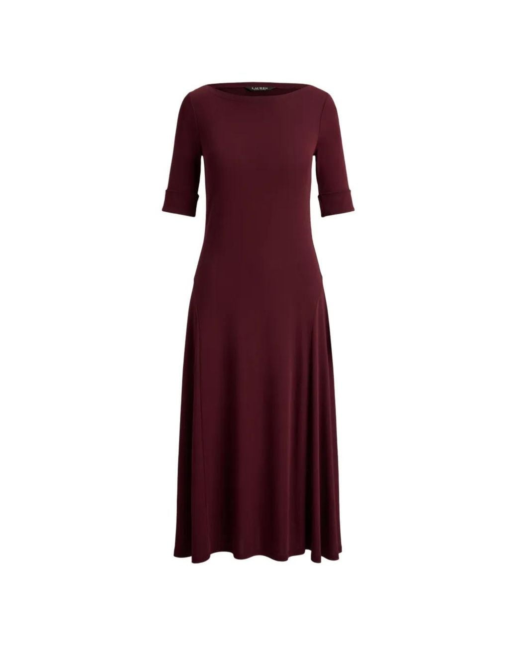 Ralph Lauren Purple Rib-Knit Boat-Neck Midi Dress