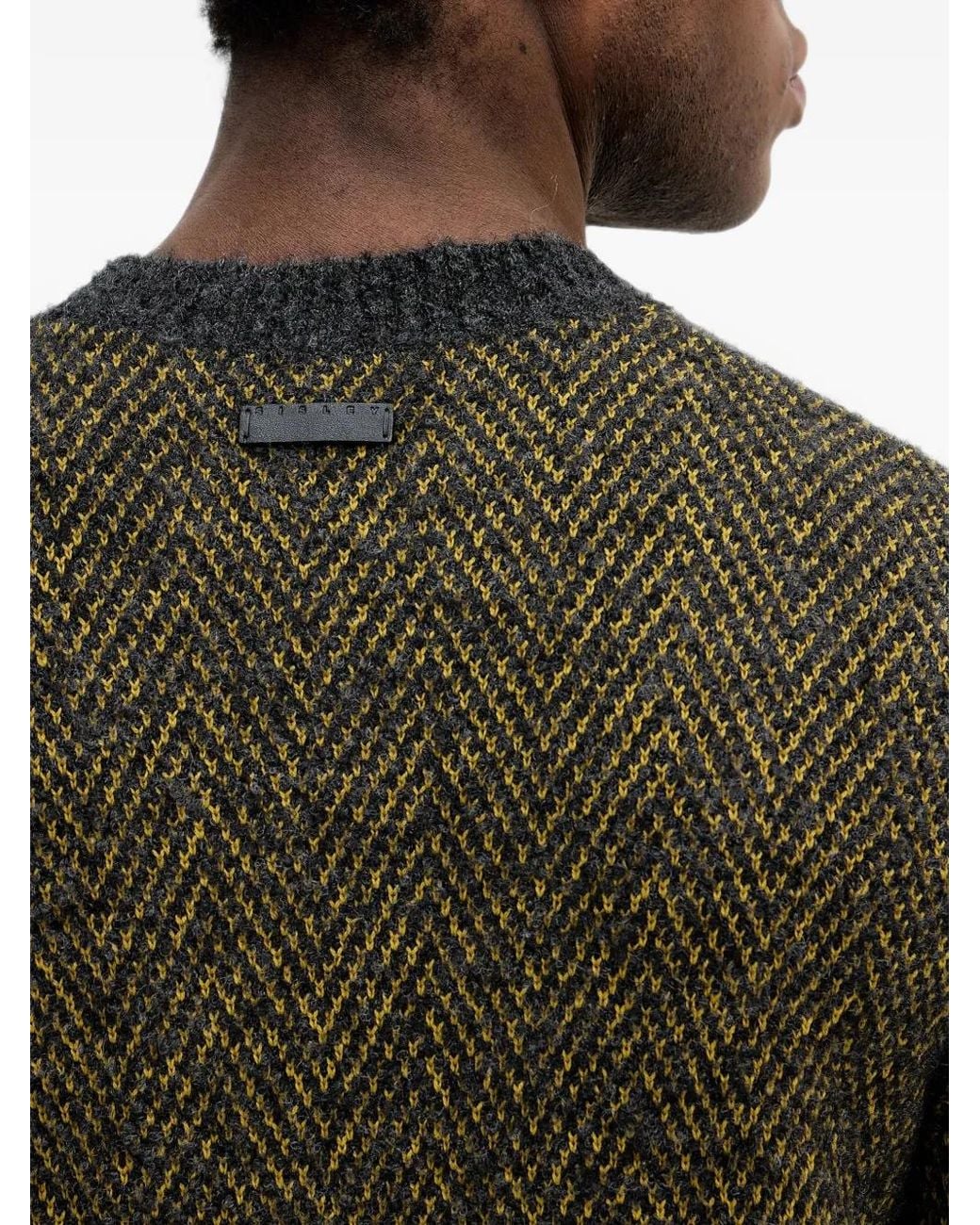Sisley Black Chevron-Knit Sweater for men