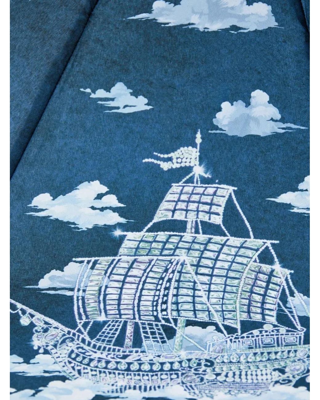 Moschino Blue Cloud-Print Ship-Motif Umbrella