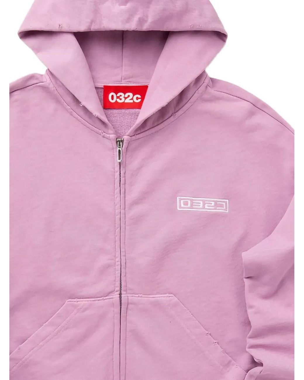032c Pink Zip-Front Hoodie for men