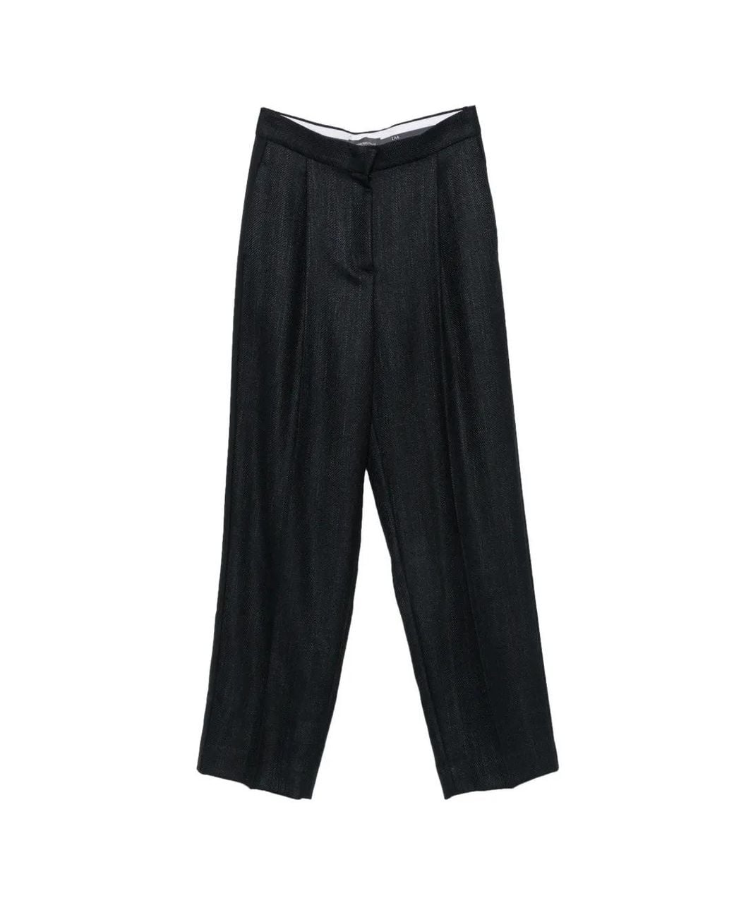 Lorena Antoniazzi Black Herringbone-Pattern Side-Stripe Trousers