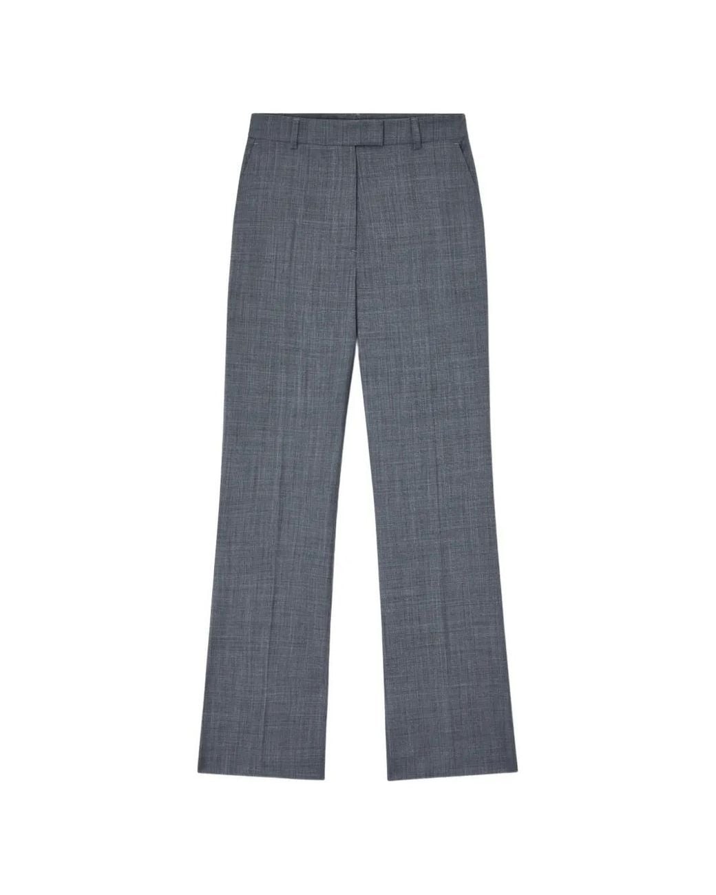 Ganni Blue Slim-Fit Button & Zip Wool-Blend Pants With Belt Loops And Double Welt Pockets