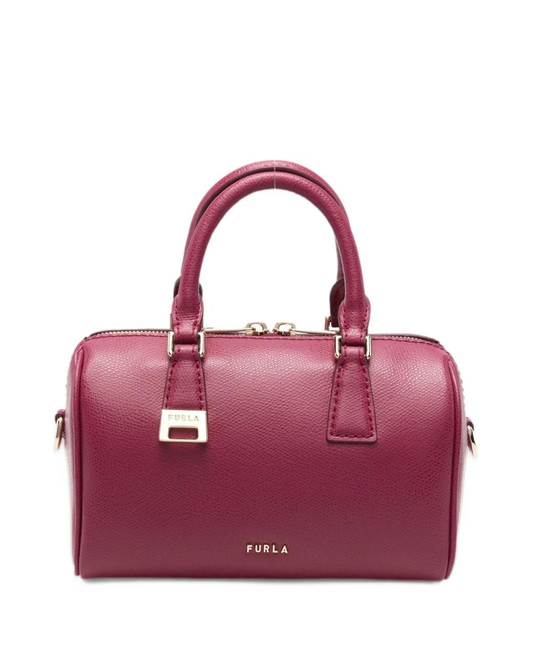 Furla Purple Logo-Plaque Pebbled-Effect Mini Bag