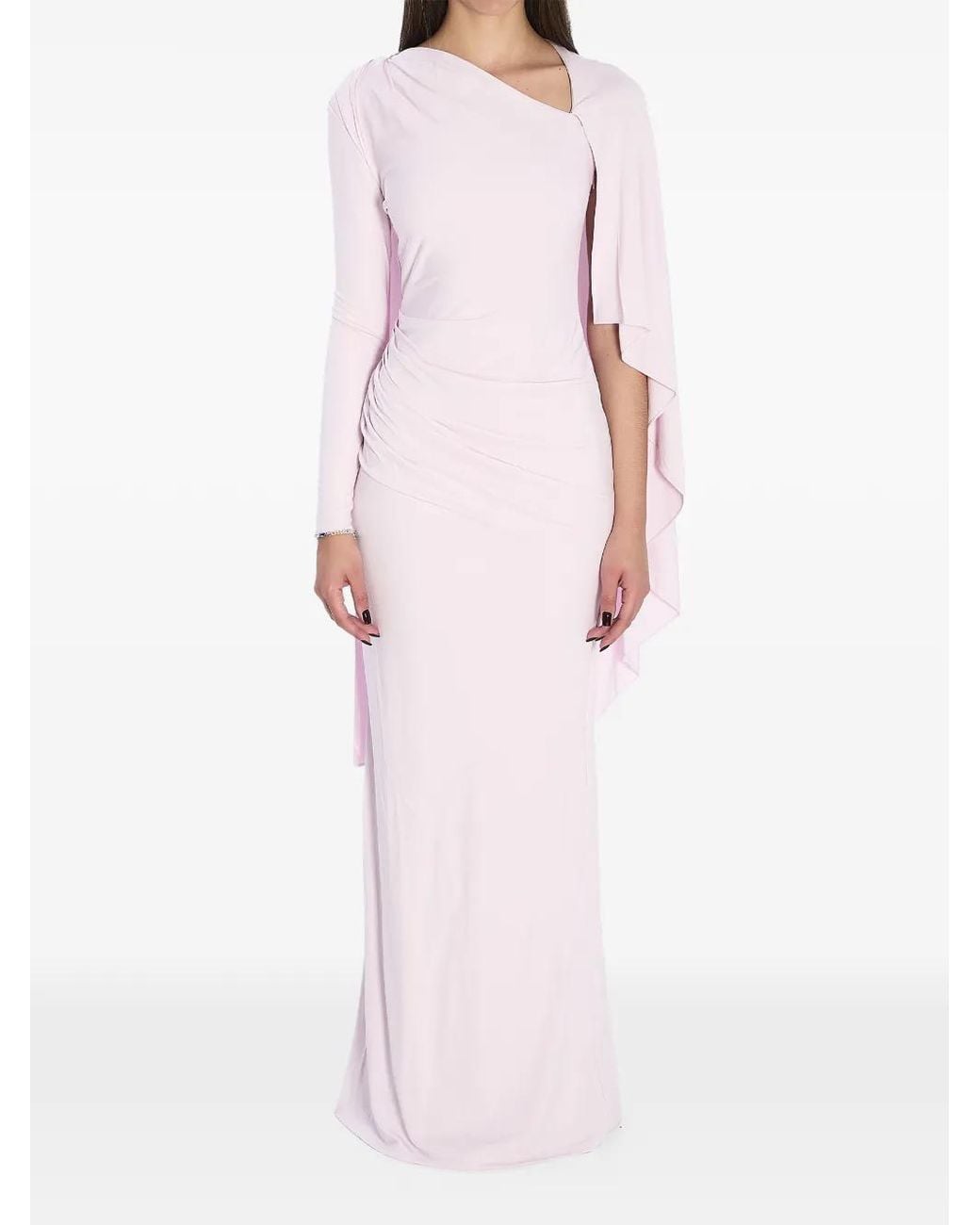 Self-Portrait Pink Long Draped Jersey Dress