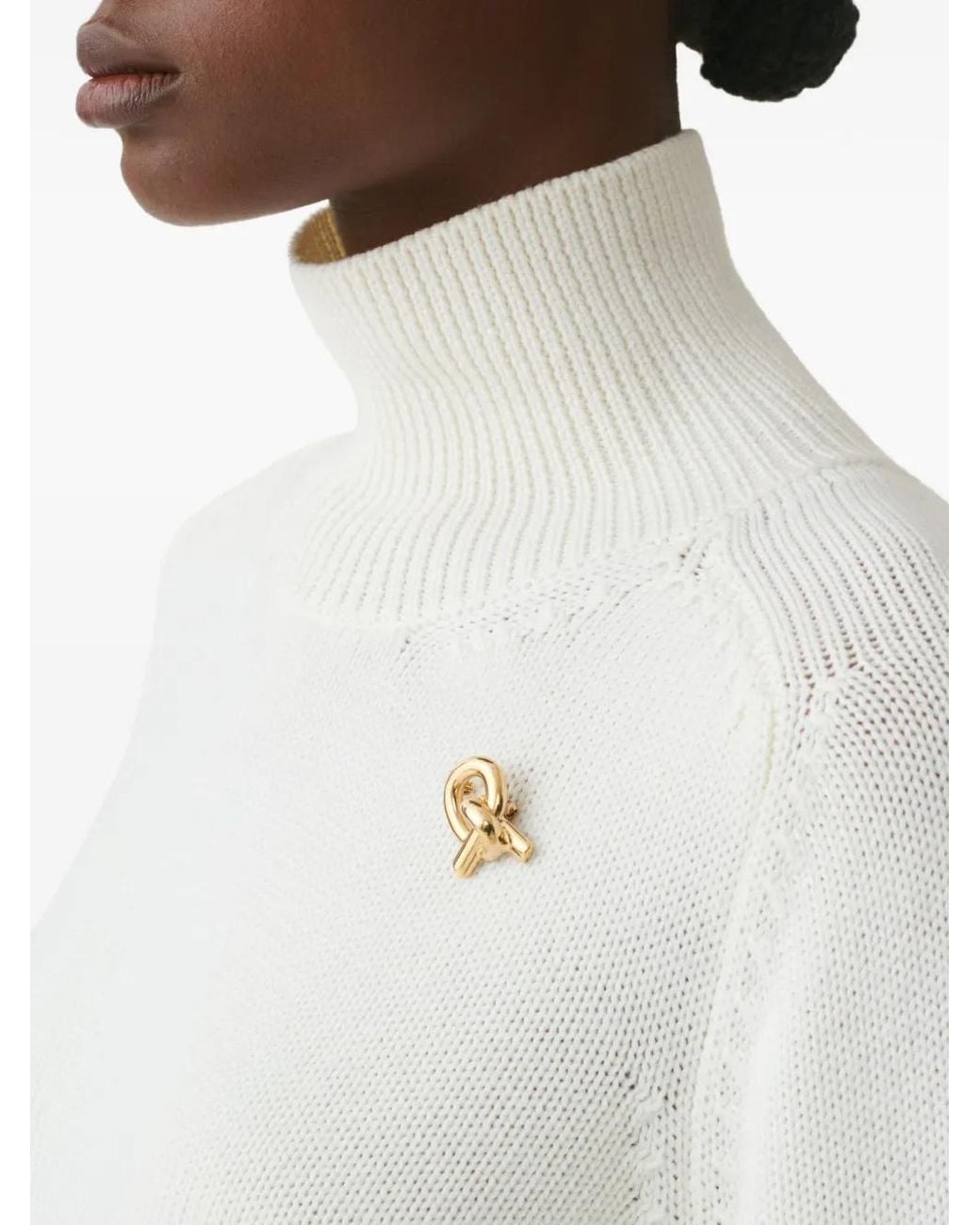 Fabiana Filippi White Logo-Plaque Roll-Neck Sweater