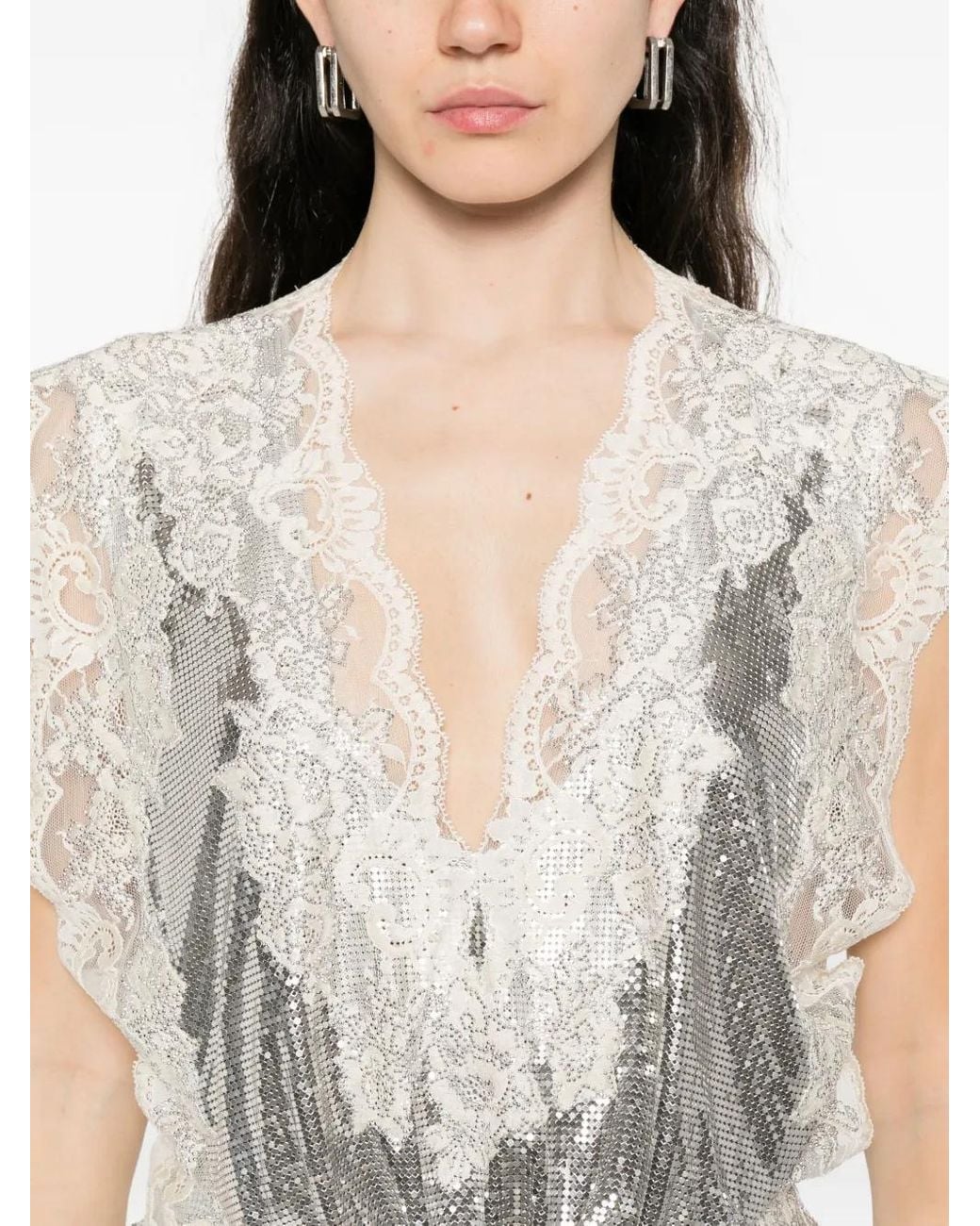 Top Con Inserti di Rabanne in White