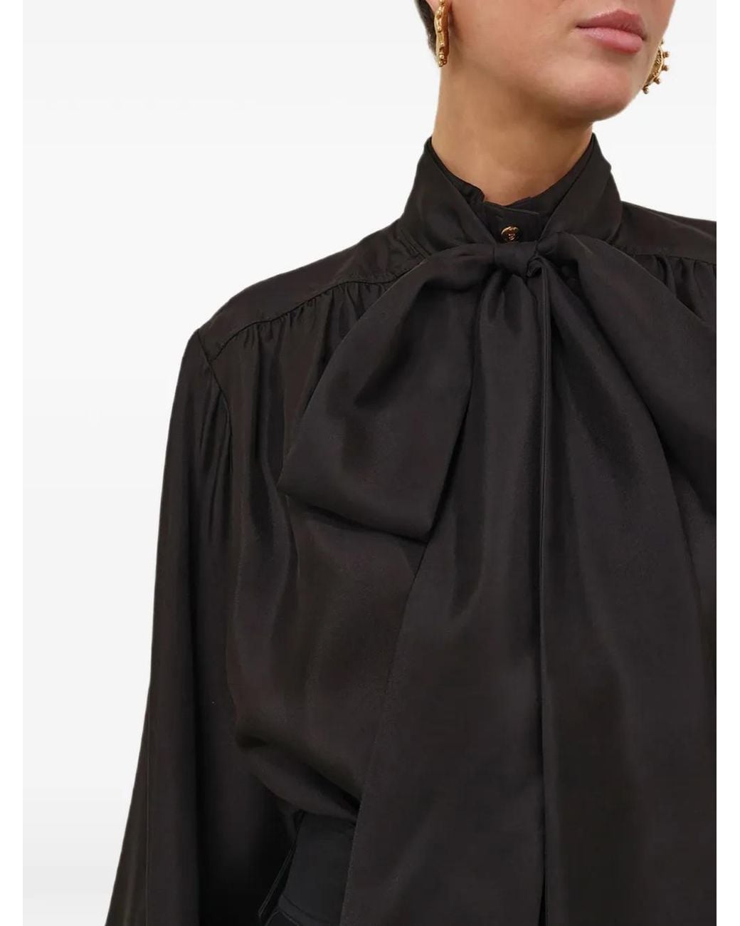 Zimmermann Black Tie-Neck Silk Blouse