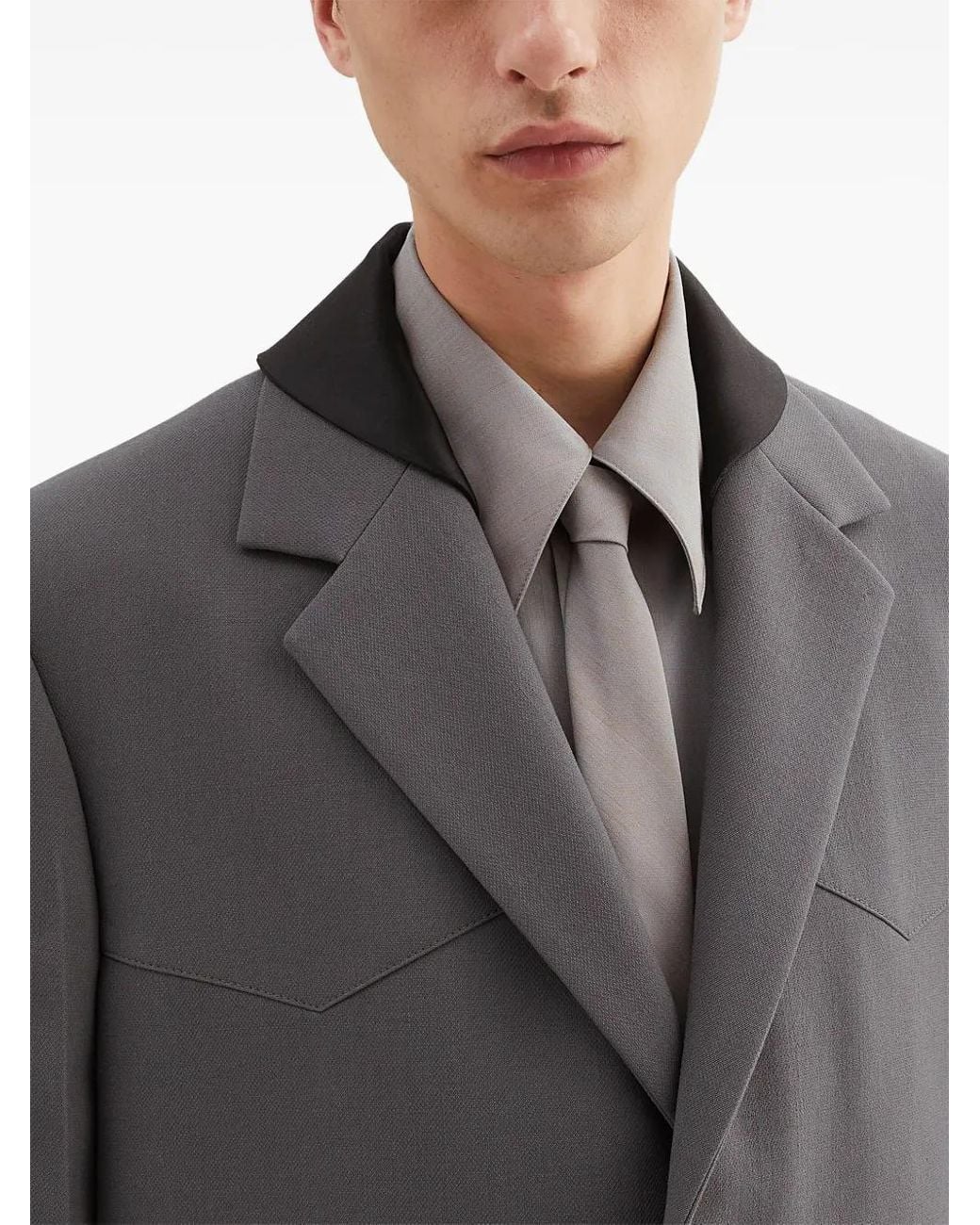 Jil Sander Gray Detachable-Collar Tailored Jacket for men
