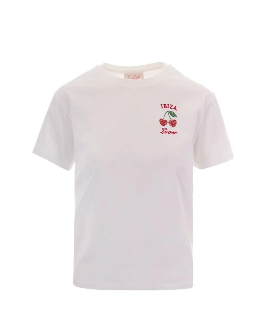 Mc2 Saint Barth White T-Shirt Emilie Ibiza Lover À Strass