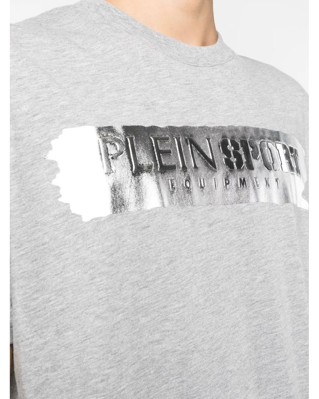Philipp Plein Gray Debossed-Logo Short-Sleeved T-Shirt for men