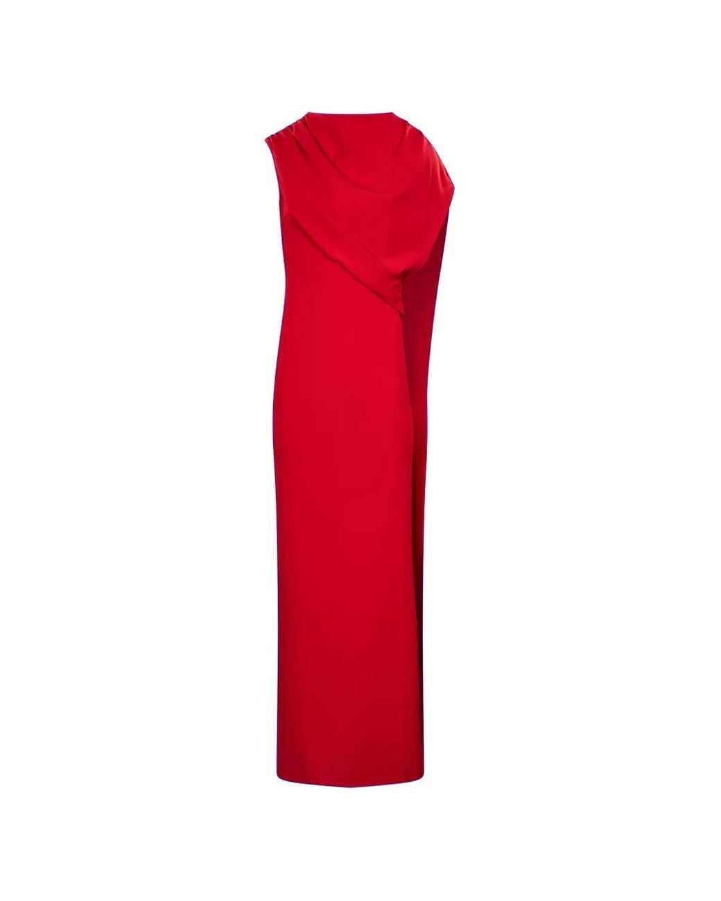Roland Mouret Red Robe Longue Drapée À Design Asymétrique