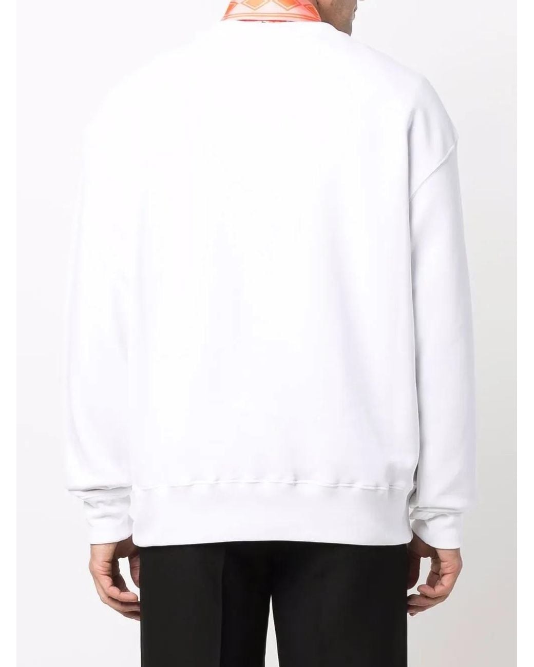 Moschino White Smiley-Print Organic Cotton Sweatshirt for men